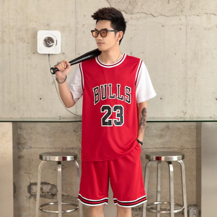 套裝 男學生籃球服夏季短袖運動青少年潮牌正韓大碼男裝速干二件套-細節圖7