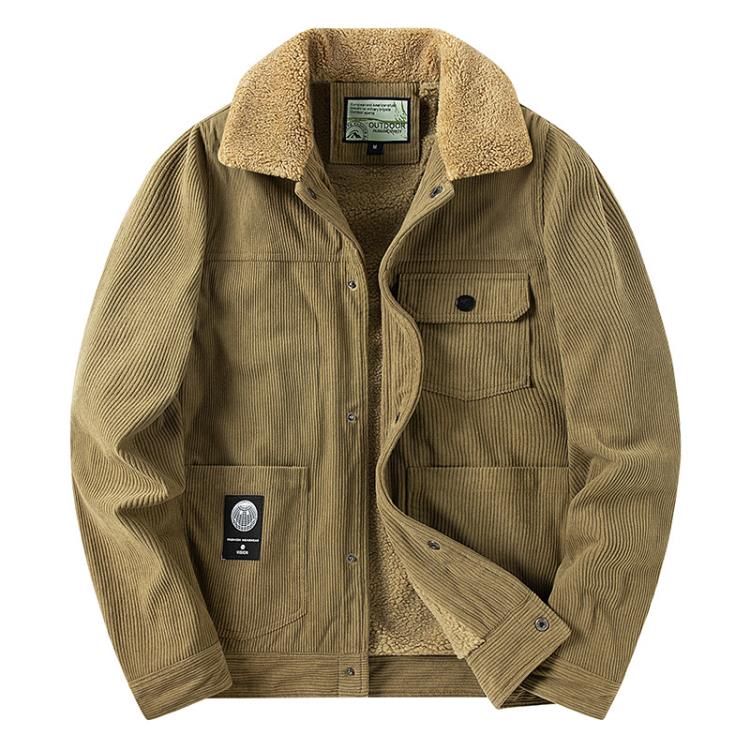 夾克 新款燈芯絨加絨加厚棉衣男冬裝羊羔絨外套男士休閒棉襖潮流款-細節圖2