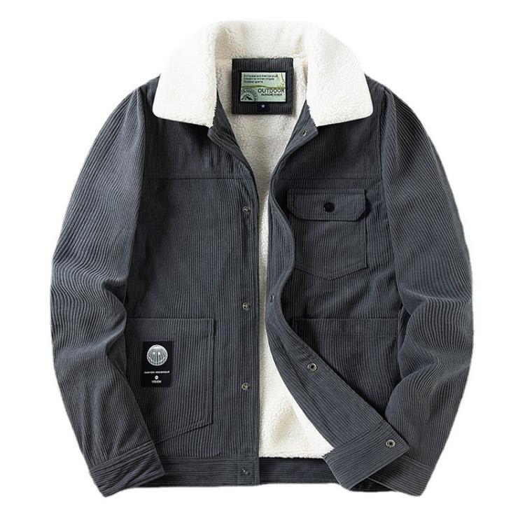 夾克 新款燈芯絨加絨加厚棉衣男冬裝羊羔絨外套男士休閒棉襖潮流款-細節圖5