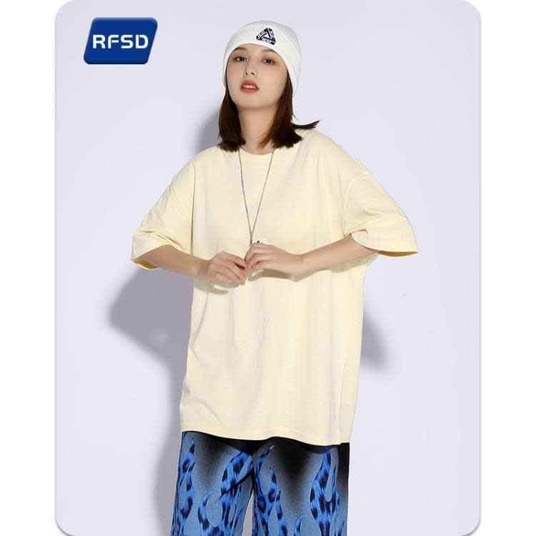 RFSD男裝|2023新款230g新疆棉寬松純色短袖男女歐美ins潮牌T恤-細節圖2