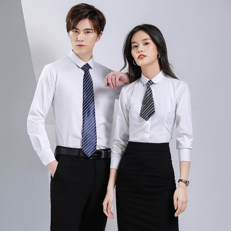 商務襯衫男女同款職業正裝竹纖維修身免燙公司白領工裝訂製logo-細節圖2