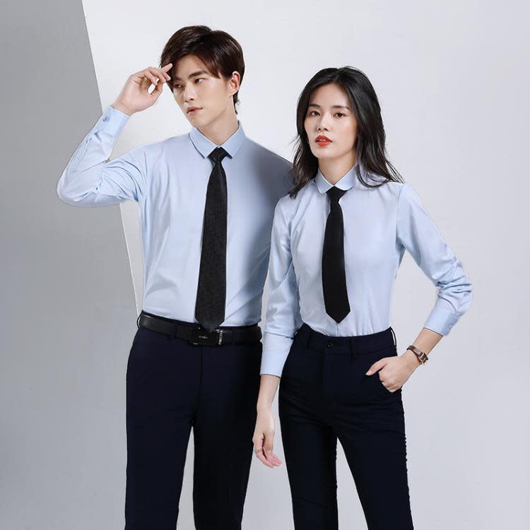商務襯衫男女同款職業正裝竹纖維修身免燙公司白領工裝訂製logo-細節圖3