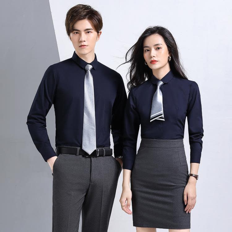 商務襯衫男女同款職業正裝竹纖維修身免燙公司白領工裝訂製logo-細節圖5