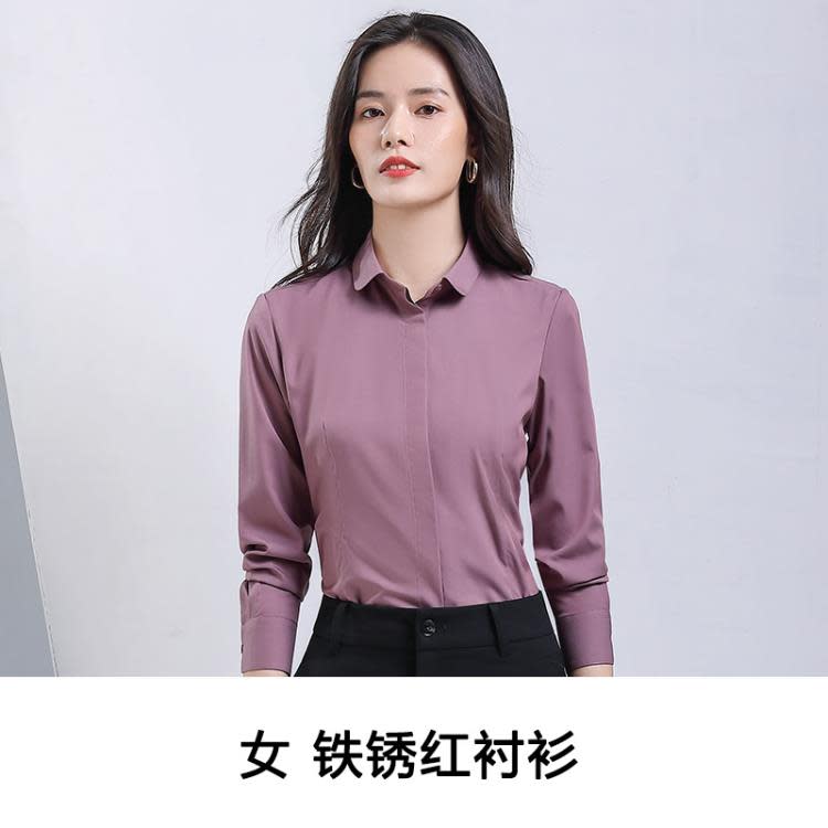 商務襯衫男女同款職業正裝竹纖維修身免燙公司白領工裝訂製logo-細節圖8