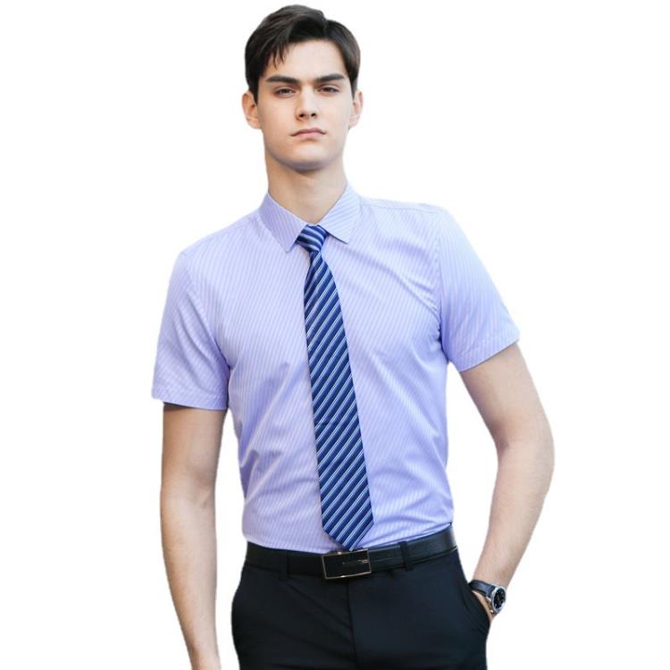 男女同款春夏白襯衫短袖銷售酒店前臺工作服正裝襯衣職業女繡logo-細節圖4