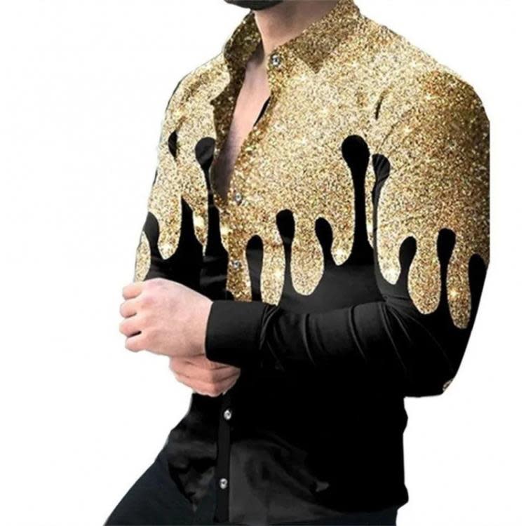 美客多爆款春秋男士3D幾何漸變色數碼印花長袖襯衫-細節圖6