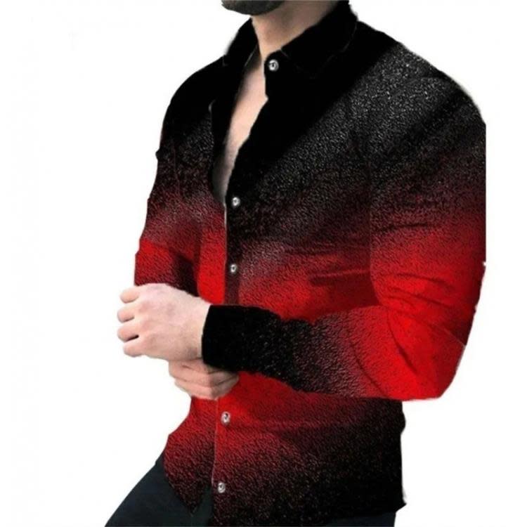 美客多爆款春秋男士3D幾何漸變色數碼印花長袖襯衫-細節圖7