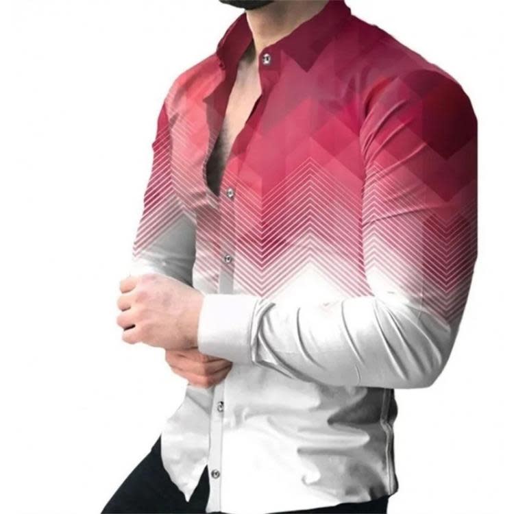 美客多爆款春秋男士3D幾何漸變色數碼印花長袖襯衫-細節圖8