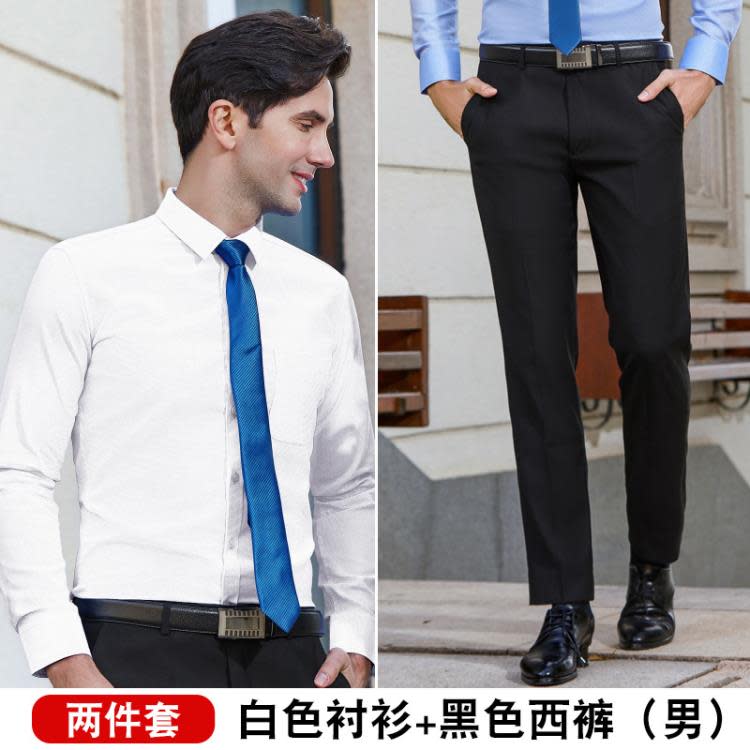 男女同款純棉長袖襯衫新款酒店經理上班職業正裝工作服刺繡LOGO秋-細節圖6