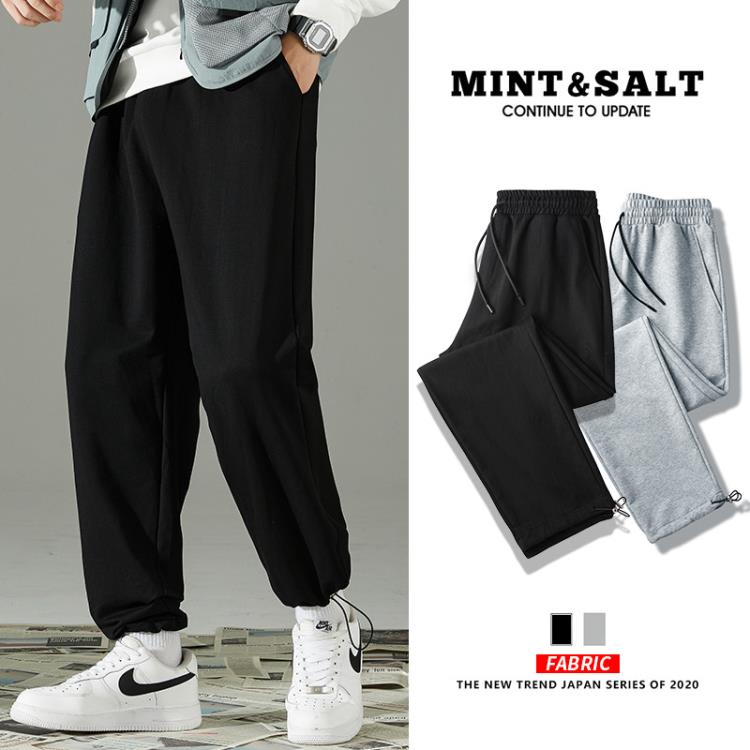 休閒褲 灰色衛褲男2023春秋季新款九分褲子運動束腳潮牌寬松褲男士-細節圖3