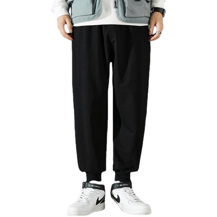 休閒褲 灰色衛褲男2023春秋季新款九分褲子運動束腳潮牌寬松褲男士-細節圖5