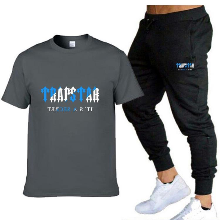 短袖T恤 夏季男士 長褲套裝 衫純色休閒套裝運動套裝衫批髮-細節圖3