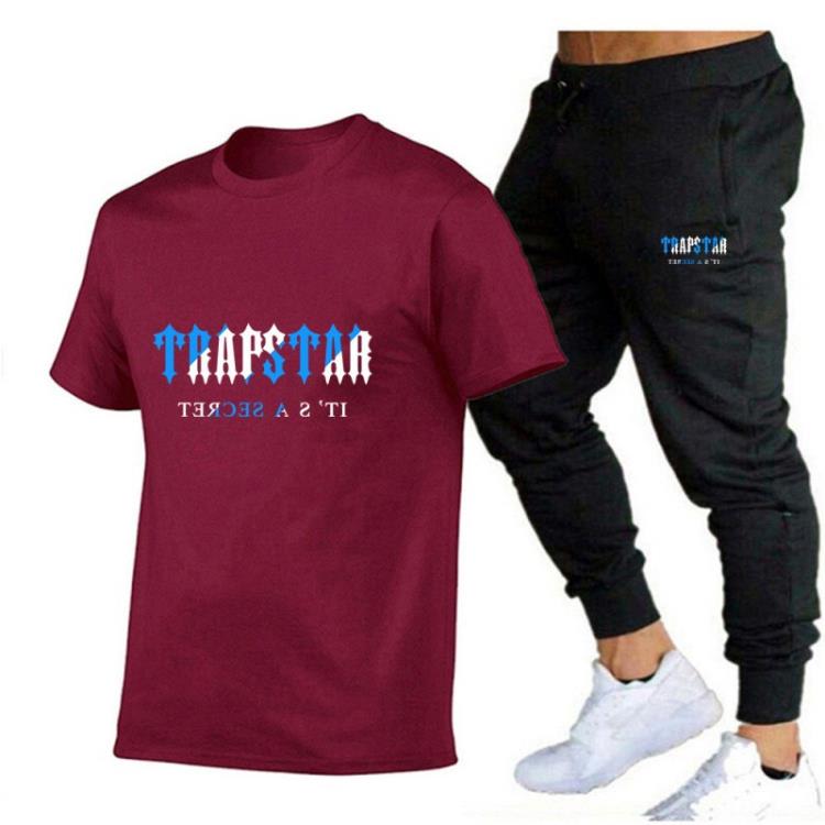 短袖T恤 夏季男士 長褲套裝 衫純色休閒套裝運動套裝衫批髮-細節圖4