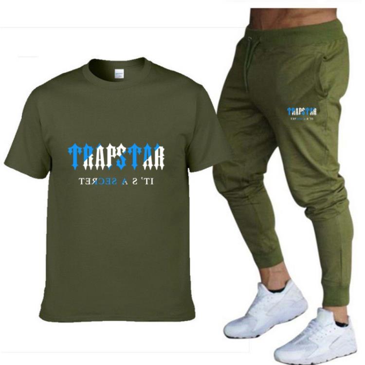 短袖T恤 夏季男士 長褲套裝 衫純色休閒套裝運動套裝衫批髮-細節圖7