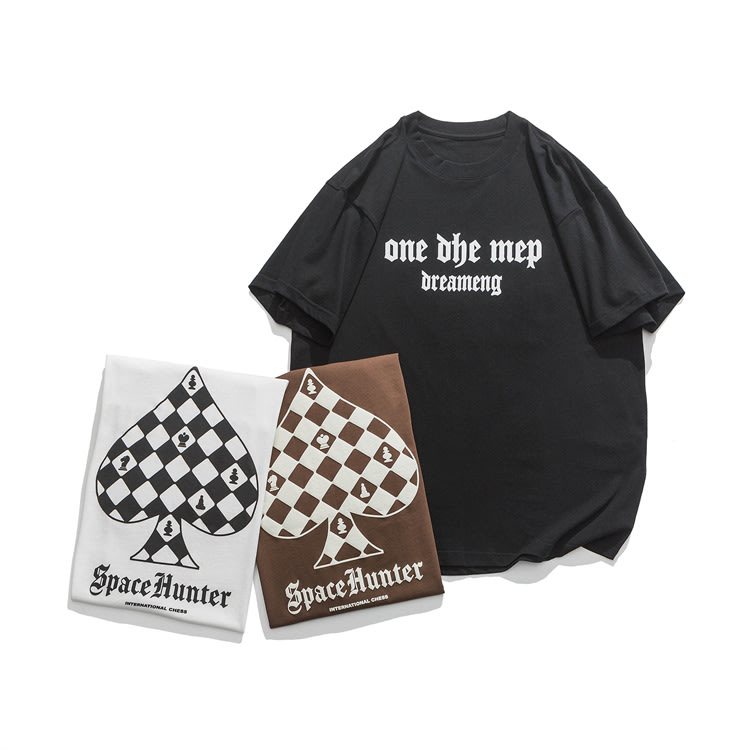 北界男裝 美式潮牌2023夏季新款髮泡印花短袖T恤男ins休閒體恤衫-細節圖2