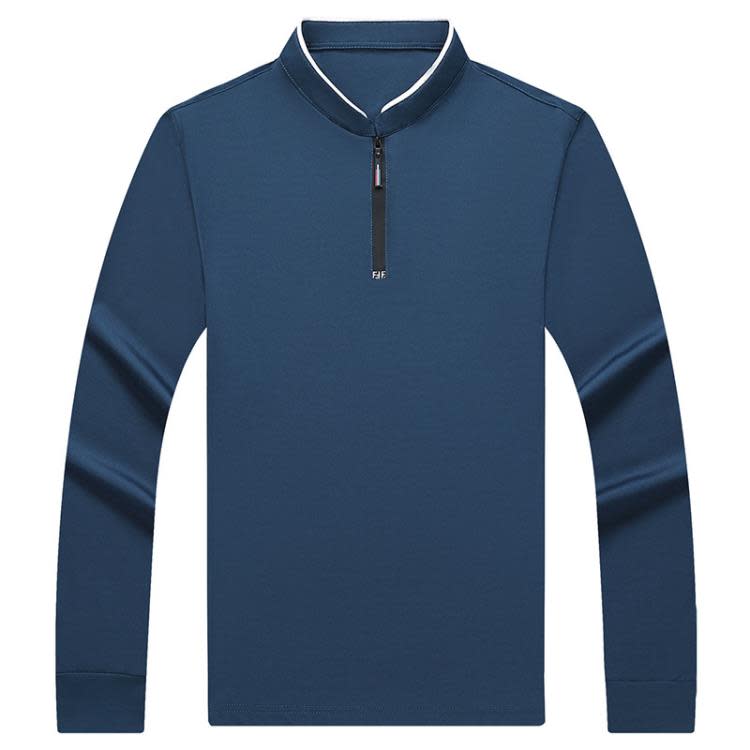 長袖T恤 其力男裝春季新款上衣男t恤正韓休閒立領拉鍊純色青年男士t恤-細節圖5