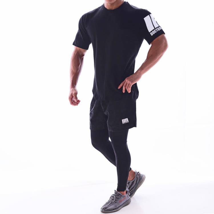 短袖T恤 肌肉博士歐美潮流夏季新款運動男士健身跑步訓練服裝-細節圖3