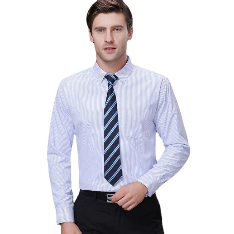 品牌新款男士長袖保暖襯衫秋冬加絨加厚條紋襯衣商務職業正裝上衣-細節圖5