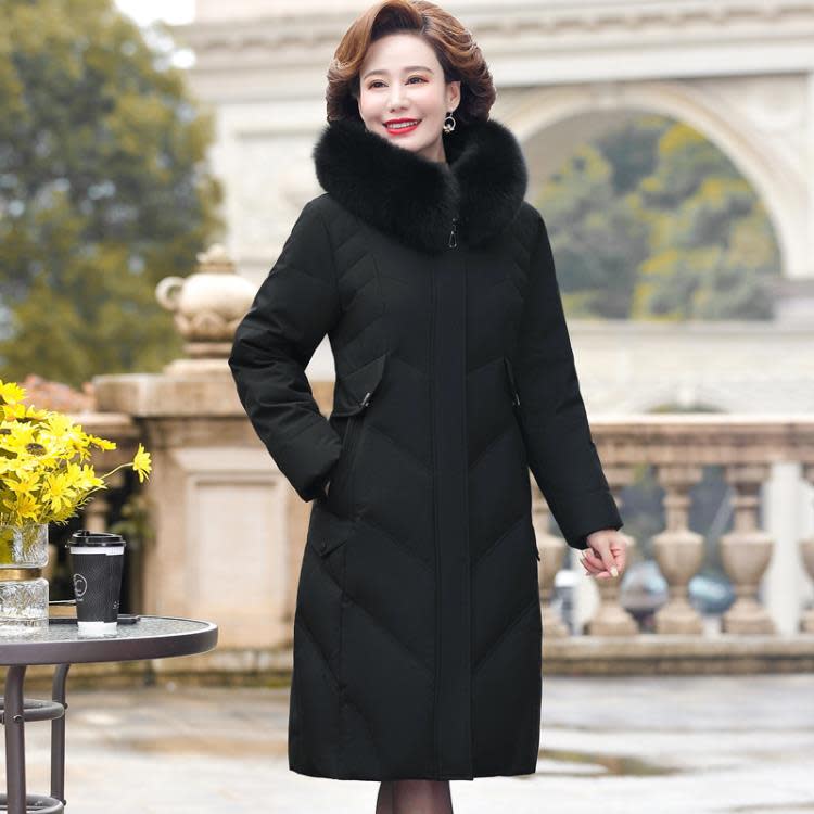 正品名牌媽媽冬季羽絨服中長款中年洋氣大碼中老年女冬裝時尚外套-細節圖4