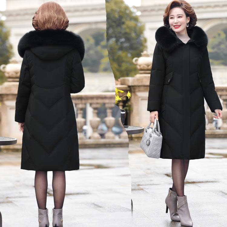 正品名牌媽媽冬季羽絨服中長款中年洋氣大碼中老年女冬裝時尚外套-細節圖7