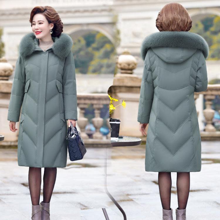 正品名牌媽媽冬季羽絨服中長款中年洋氣大碼中老年女冬裝時尚外套-細節圖8