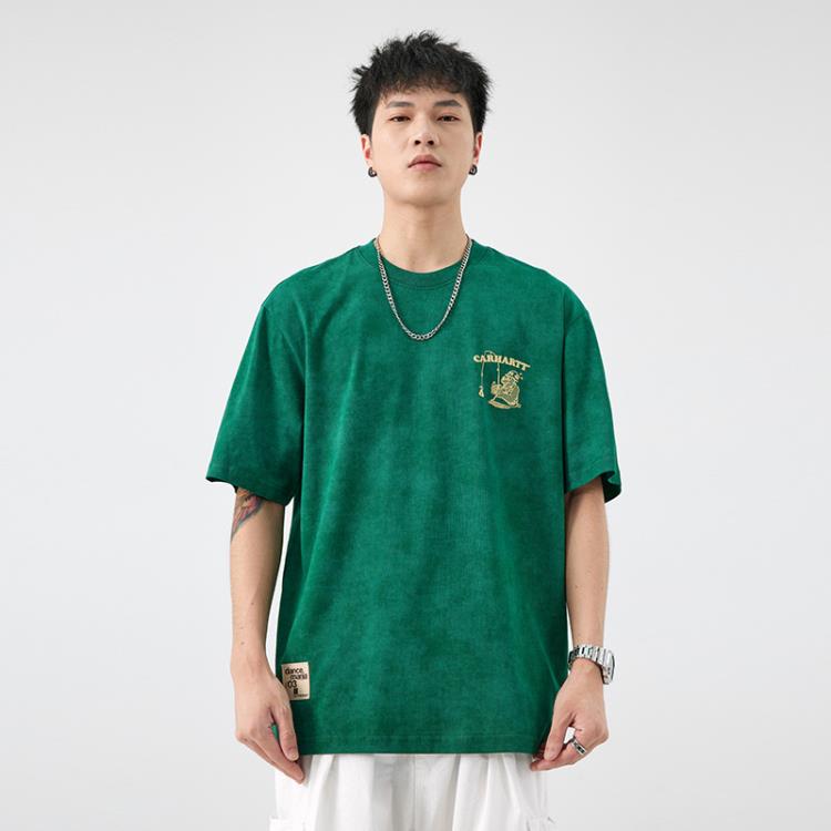 短袖T恤 美式t恤男生純棉夏季新款卡通印花寬松高街潮牌潮流男士半袖-細節圖2