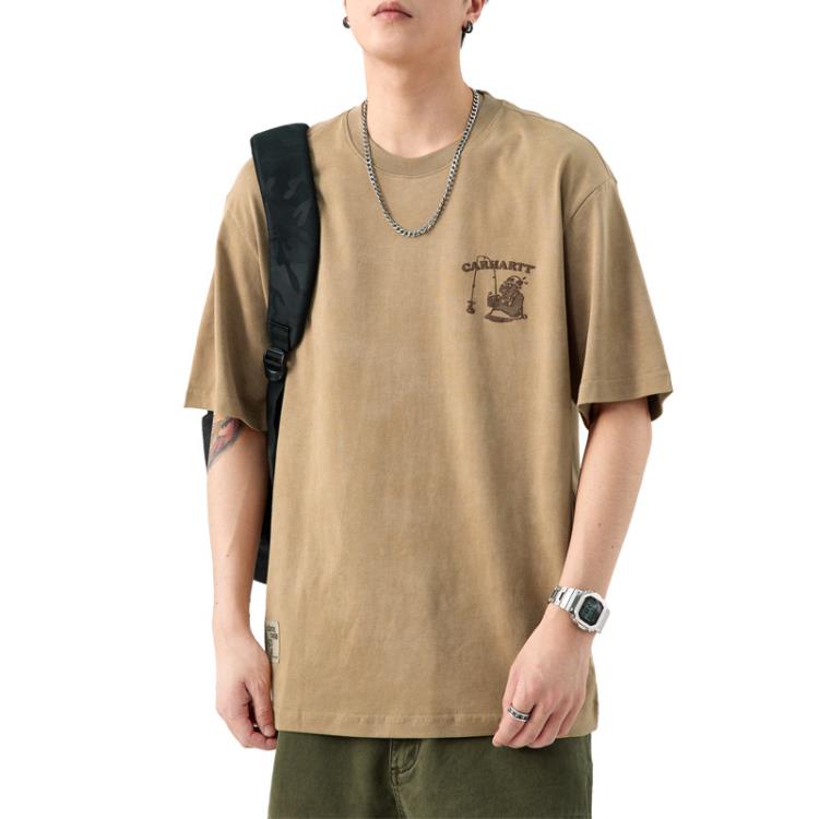 短袖T恤 美式t恤男生純棉夏季新款卡通印花寬松高街潮牌潮流男士半袖-細節圖5