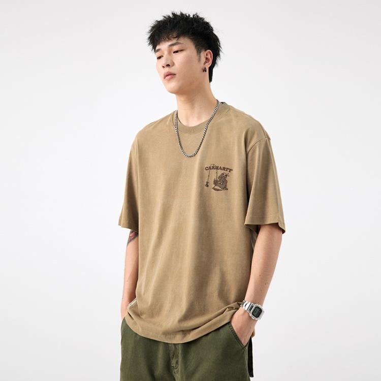 短袖T恤 美式t恤男生純棉夏季新款卡通印花寬松高街潮牌潮流男士半袖-細節圖7