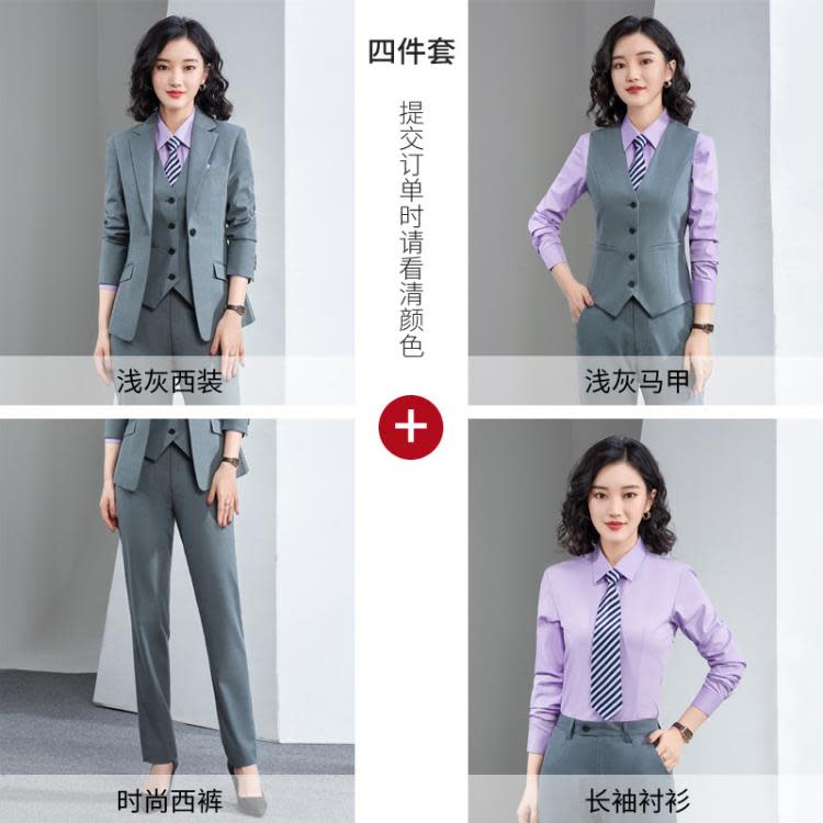 藏青色西服套裝售樓部工作服灰色新款男女同款經理工裝OL黑色西裝-細節圖9