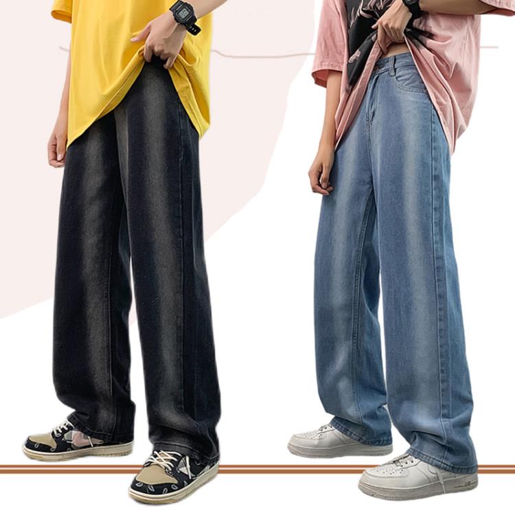 秋季新品牛仔褲男 高街ins潮牌美式褲子薄款直筒寬松闊腿休閒長褲-細節圖4