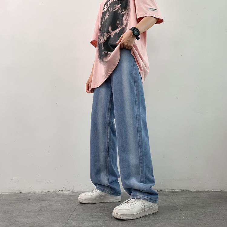 秋季新品牛仔褲男 高街ins潮牌美式褲子薄款直筒寬松闊腿休閒長褲-細節圖6