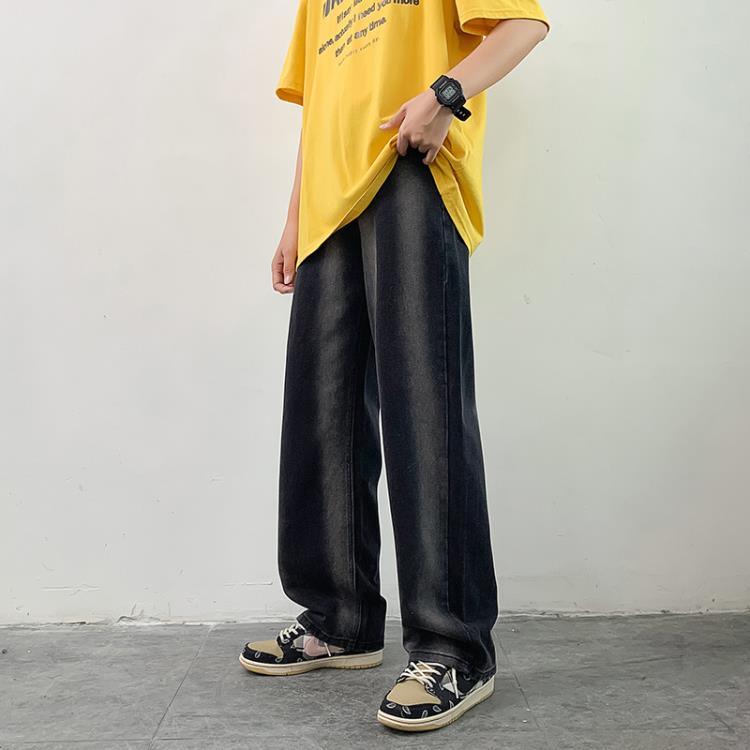 秋季新品牛仔褲男 高街ins潮牌美式褲子薄款直筒寬松闊腿休閒長褲-細節圖7