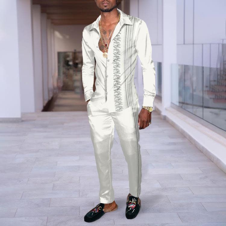 襯衫 2023春秋新款男士長袖套裝 3D數碼印花 嘻哈香港時尚潮牌-細節圖4