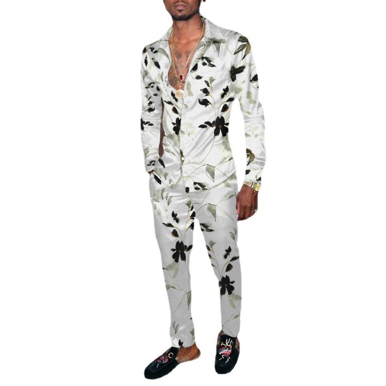 襯衫 2023春秋新款男士長袖套裝 3D數碼印花 嘻哈香港時尚潮牌-細節圖5