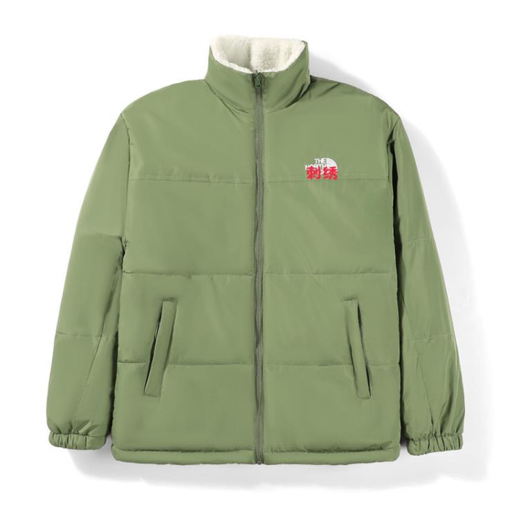 羽絨外套 北糆冬季刺繡羊羔絨雙面穿爆款棉服加厚冬裝棉衣男士休閒外套-細節圖6