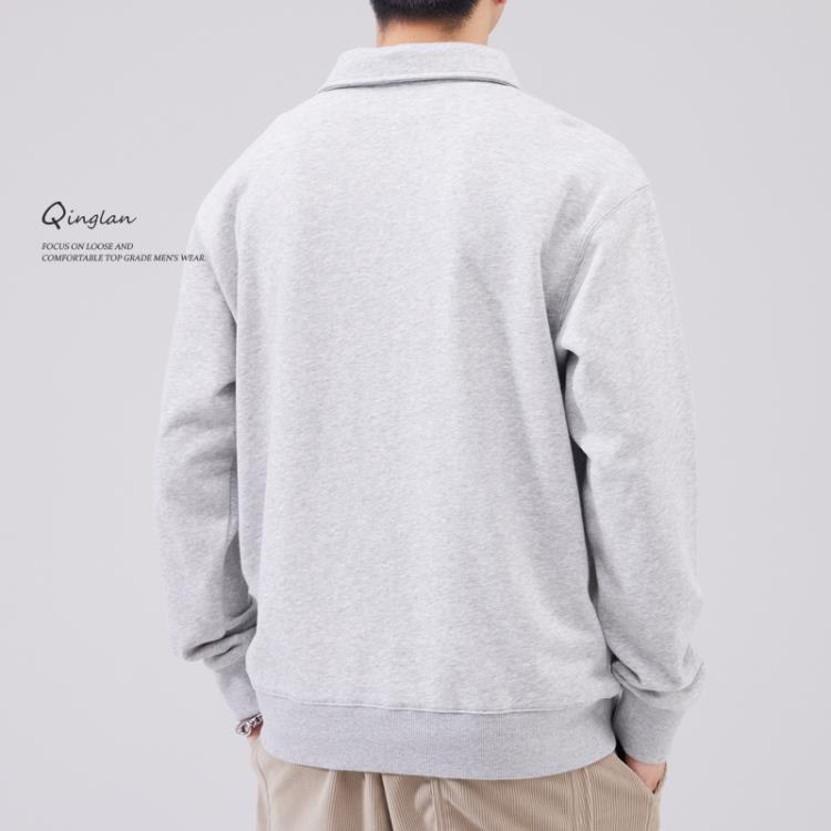 polo衫 2023新款男士潮款衛衣刺繡日系cityboy寬松正肩polo翻領情侶上衣-細節圖3