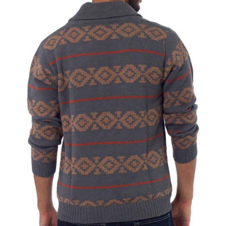 毛衣 男裝 秋冬新款提花針織衫 長袖加厚開衫外套SY0100-細節圖3