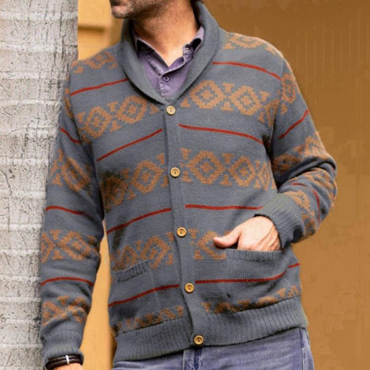 毛衣 男裝 秋冬新款提花針織衫 長袖加厚開衫外套SY0100-細節圖4