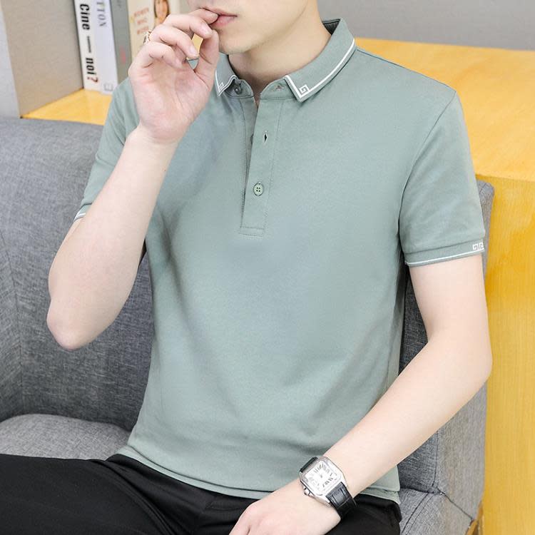 短袖T恤 潮流t恤POLO衫男士夏季翻領棉體恤新款休閒高端修身POLO衫男-細節圖7