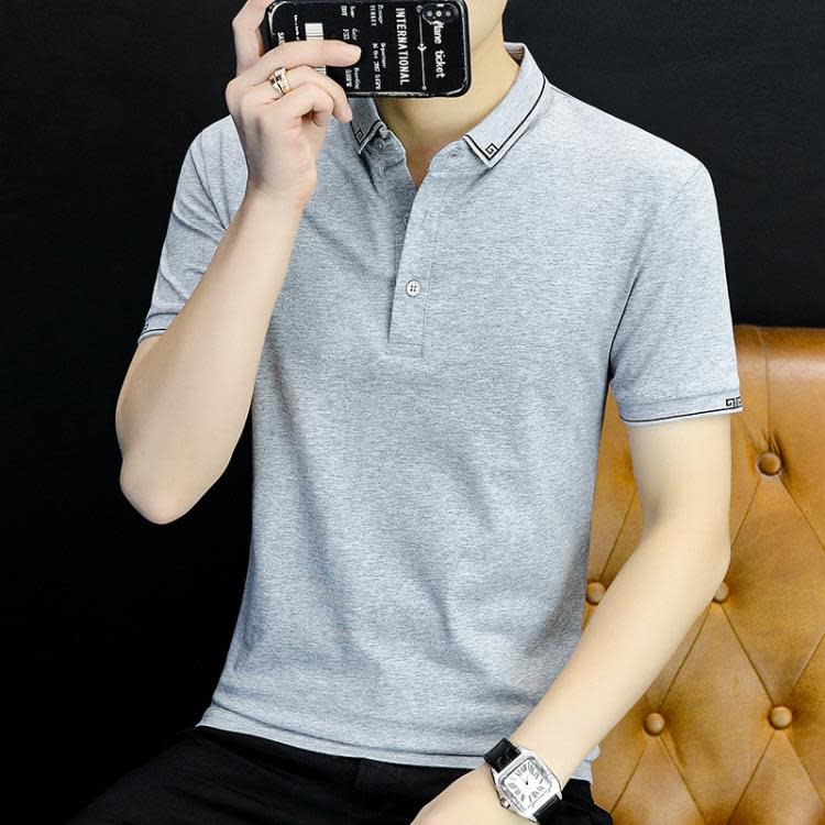 短袖T恤 潮流t恤POLO衫男士夏季翻領棉體恤新款休閒高端修身POLO衫男-細節圖9