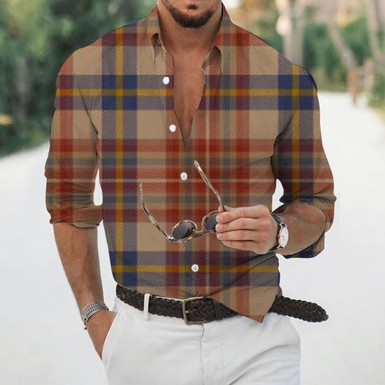 襯衫 新款長袖條紋肌肉男式翻領長袖爆款-細節圖2