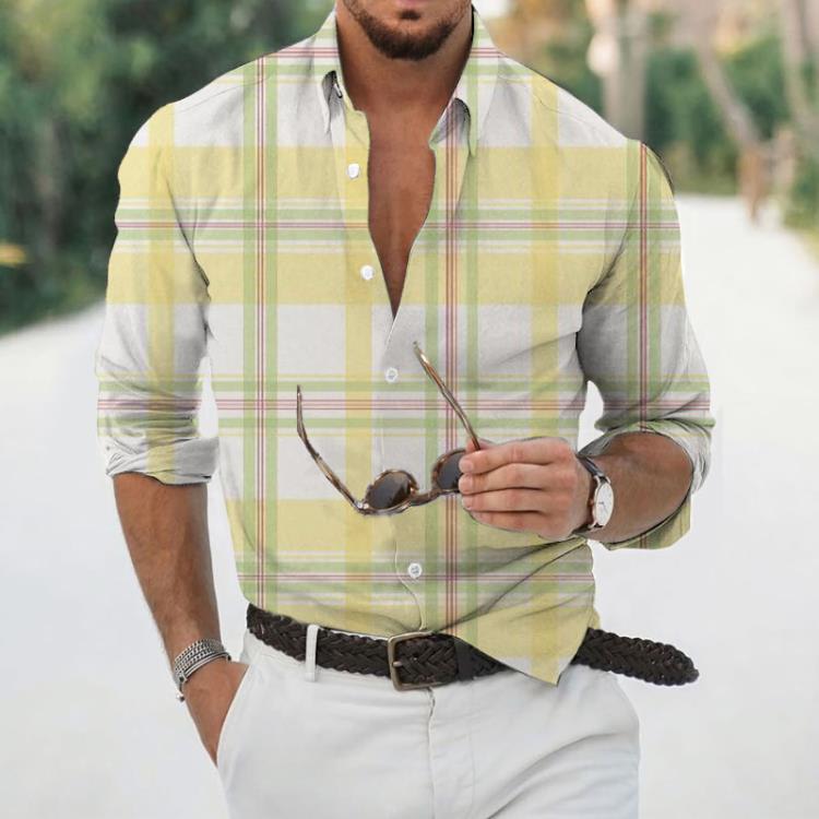 襯衫 新款長袖條紋肌肉男式翻領長袖爆款-細節圖5