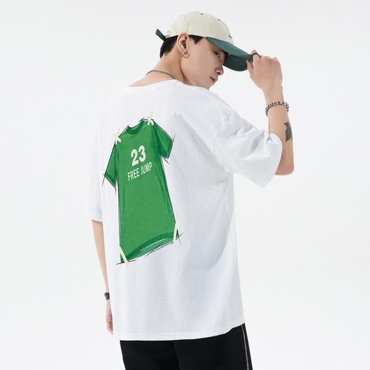 短袖T恤 美式嘻哈夏季純棉寬松歐美風高街復古字母印花男女上衣潮-細節圖3