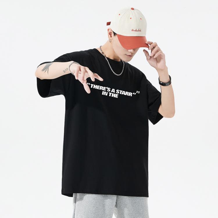 短袖T恤 美式嘻哈夏季純棉寬松歐美風高街復古字母印花男女上衣潮-細節圖5