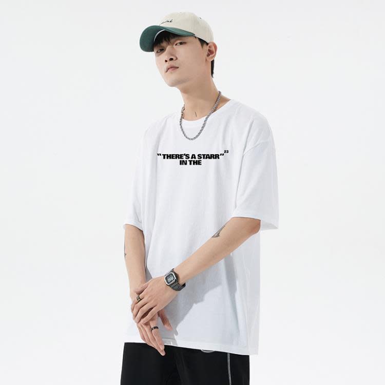短袖T恤 美式嘻哈夏季純棉寬松歐美風高街復古字母印花男女上衣潮-細節圖7
