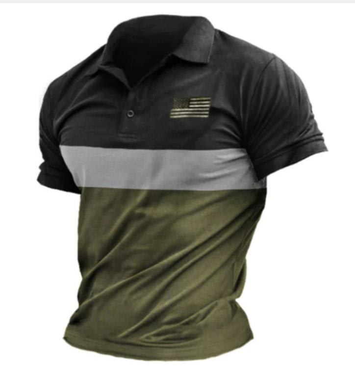 短袖T恤 歐美爆款夏季男裝戶外寬松翻領運動衫POLOT-細節圖7