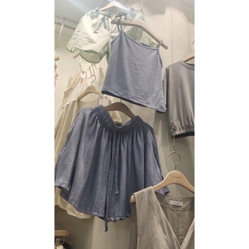 現貨 韓國舒適居家吊帶背心套裝 米色-細節圖2