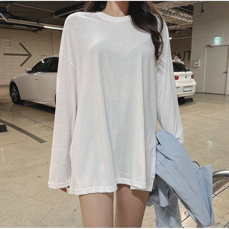 現貨 韓國寬鬆舒適長袖上衣 白色-細節圖5