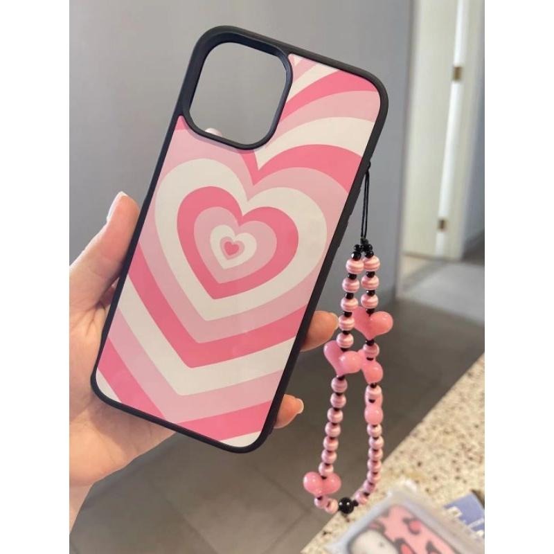 現貨 韓國愛心條紋粉色串珠手機吊飾 智雅同款-細節圖2