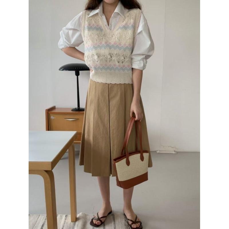 現貨 韓國針織條紋粉彩背心 黑色-細節圖2